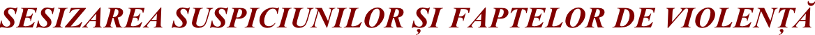 SESIZAREA SUSPICIUNILOR ȘI FAPTELOR DE VIOLENȚĂ